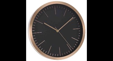 Wandklok - rosegoud met zwart - 30 cm - aluminium