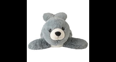 Warmte/magnetron opwarm knuffel - Zeehond - grijs - 37 cm - pittenzak