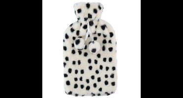 Warmwaterkruik - 2L - wit/zwart - met hoes - kruik - stippen