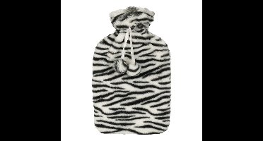 Warmwaterkruik - met zachte zebraprint hoes - wit/zwart - 1,75L - kruik