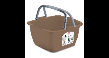Wasmand/draagmand/teil met hengsel - kunststof - 18 Liter - cappuccino - 40 x 40 x 23 cm