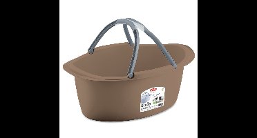 Wasmand/draagmand/teil met hengsel - kunststof - 25 Liter - cappuccino - 60 x 40 x 25 cm