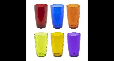 Waterglazen/drinkglazen Coloris - 12x - transparant kleurenmix - 320 ml