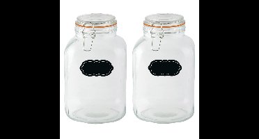 Weckpot/inmaakpot - 2x - 3L - glas - met beugelsluiting - incl. etiketten