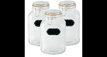 Weckpot/inmaakpot - 3x - 3L - glas - met beugelsluiting - incl. etiketten