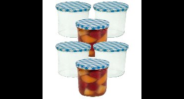 Weckpotten / inmaakpotten - blauw - 12x stuks - 230 ml - met draaideksel - glas