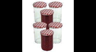 Weckpotten / inmaakpotten - rood - 9x stuks - 440 ml - met draaideksel - glas