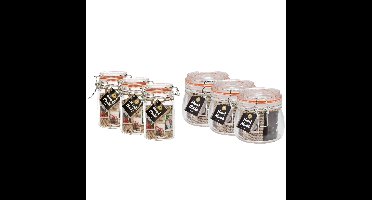 Weckpotten/inmaakpotten - set 6x - 250/500 ml - glas - met beugelsluiting - 2 formaten