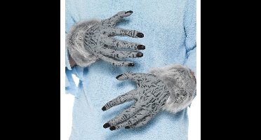 Weerwolf verkleed handschoenen - grijs - met nepbont - voor volwassenen