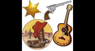 Western wilde westen decoratie pakket - versieringen - 40 cm - karton - 8x stuks
