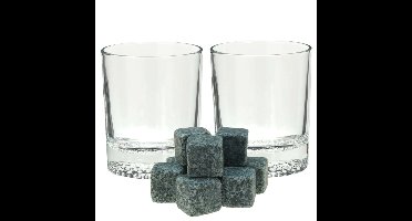 Whiskyglazen - set 4x stuks - 300 ml - incl. 9x whisky ijsblokken - cadeau set