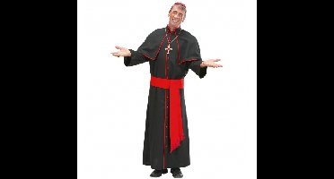 Widmann Bisschop kostuum - zwart/rood - voor heren - kardinaal - paus - verkleedkleding