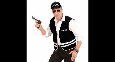 Widmann Politie verkleed accessoires set - hesje en pet - zwart