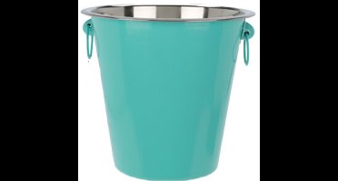 Wijnfles/champagne koeler - rvs - groen/zilver - 20 x 14 cm