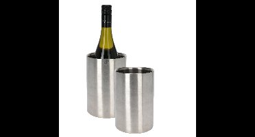Wijnkoeler/champagnekoeler - 2x - D13 x H20 cm - dubbelwandig - RVS