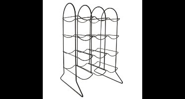 Wijnrek voor 12 flessen - zwart - metaal - 29 x 47 x 28 cm