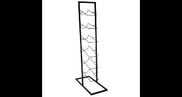 Wijnrek voor 6 flessen - zwart - metaal - 38 x 84 x 18 cm