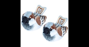 Wild Republic knuffel Huismus - 2x - pluche - 14 cm - vogel - knuffeldier