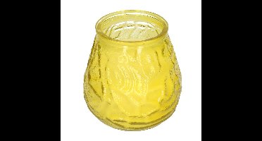 Windlicht geurkaars - geel glas - 48 branduren - citrusgeur