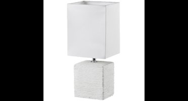LED Tafellamp - Tafelverlichting - Trion Pinko - E14 Fitting - Rechthoek - Antiek Wit - Keramiek