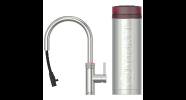 Quooker Flex Round Keukenkraan Set - Kokend Warm- en Koud Water - Uittrekbare Slang - RVS - Inclusief PRO3 Reservoir