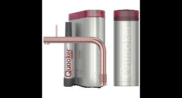 Quooker Front Keukenkraan Set - Kokend Warm- en Koud Water - Rosé Koper - Inclusief PRO3 Reservoir & CUBE - Direct Gekoeld Bruisend Water