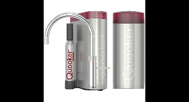 Quooker Fusion Round Keukenkraan Set - Kokend Warm- en Koud Water - Chroom - Inclusief COMBI Reservoir & CUBE - Direct Gekoeld Bruisend Water