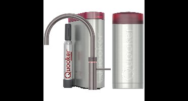Quooker Fusion Round Keukenkraan Set - Kokend Warm- en Koud Water - Gunmetal - Inclusief COMBI Reservoir & CUBE - Direct Gekoeld Bruisend Water