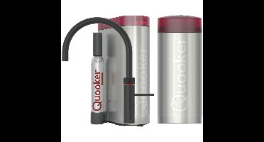 Quooker Fusion Round Keukenkraan Set - Kokend Warm- en Koud Water - Zwart - Inclusief COMBI Reservoir & CUBE - Direct Gekoeld Bruisend Water