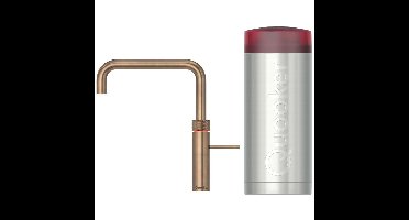 Quooker Fusion Square Keukenkraan Set - Kokend Warm- en Koud Water - Messing Patina - Inclusief COMBI+ Reservoir