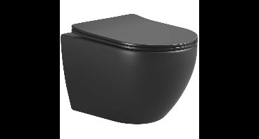 Xellanz Nibiru Rimless Wandcloset met Toiletzitting - Softclose en Quick Release - Mat Zwart