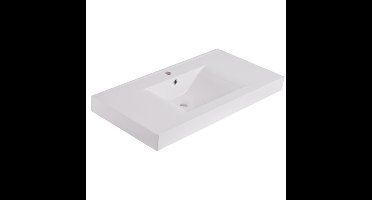 Xellanz Tigris Wastafel Enkel met 1 Kraangat - 100x46x8cm - Kunstmarmer - Glans Wit