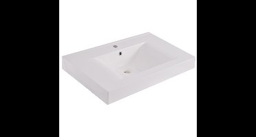 Xellanz Tigris Wastafel Enkel met 1 Kraangat - 60x46x8cm - Kunstmarmer - Glans Wit