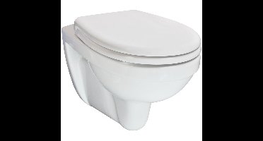 Xellanz Trevi Wandcloset Verkort Kiwa met Menir Toiletzitting - Softclose en Quick Release - Glans Wit