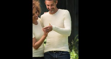 Heren Shirt Lange Mouw Gebroken Wit Merino Wol Engel Natur Maat 54/56 - Extra Large