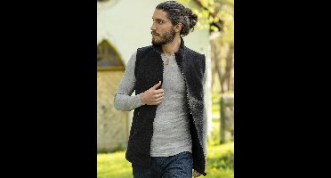 Heren Vest Merino Wol Fleece Engel Natur Kleur Zwart Maat 54/56 - Extra Large