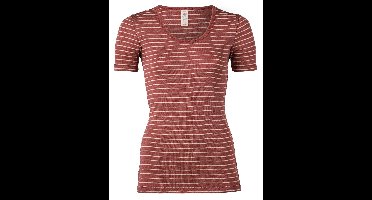 Dames T-Shirt Gestreept Zijde Wol Engel Natur Kleur Koper gestreept Maat 46/48 - Extra Large