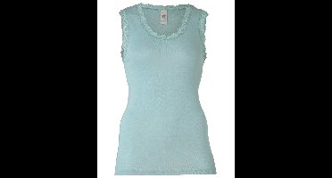 Dames Hemd met Kant Zijde Wol Engel Natur Kleur Lichtblauw Maat 46/48 - Extra Large