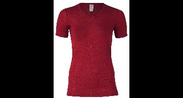 Dames T-Shirt Zijde Wol Engel Natur Kleur Bordeauxrood Maat 46/48 - Extra Large