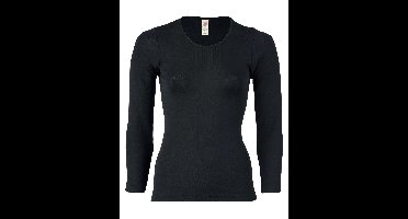 Dames Shirt Lange Mouw Zijde Wol Engel Natur Kleur Zwart Maat 38/40 - Medium