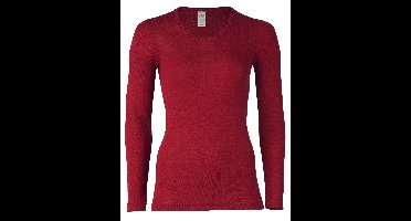 Dames Shirt Lange Mouw Zijde Wol Engel Natur Kleur Bordeauxrood Maat 34/36 - Small