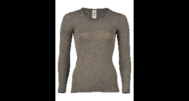 Dames Shirt Lange Mouw Zijde Wol Engel Natur Kleur Walnut Maat 34/36 - Small