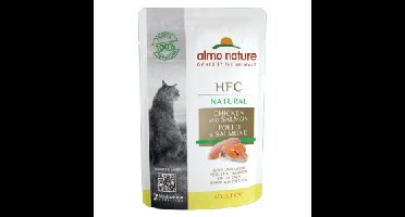Almo Nature HFC Natural kip met zalm natvoer kat (55 g) 48 x 55 g