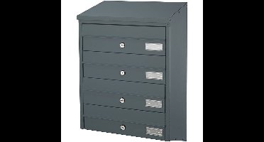 SafePost BDL914 systeem met 4 brievenbussen staal - antracietgrijs