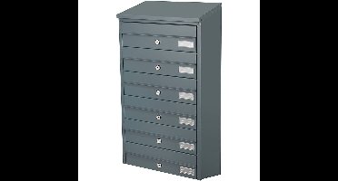 SafePost BDL916 systeem met 6 brievenbussen staal - antracietgrijs