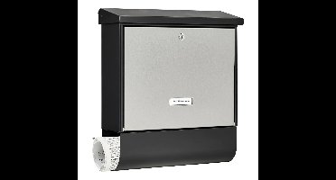 Burg-Wächter London-Set 68670BS wandbrievenbus met krantenvak staal - zwart/RVS