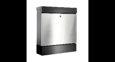 Burg-Wächter Seattle wandbrievenbus modern met krantenrol staal - zwart/RVS