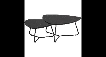 Salontafel Ties set van 2 Marmerlook Zwart