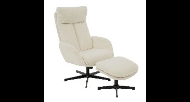 Draaifauteuil Viktor met voetenbank in stof Boogie