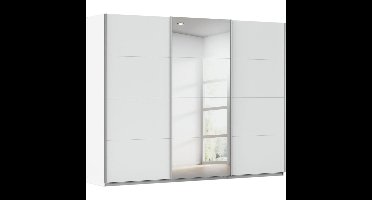 Kledingkast Kick 271 x 210 cm Alpinewit met 1 spiegeldeur en aluminiumkleur greeplijst
